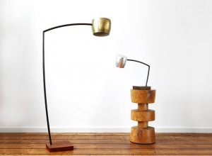Spun Shade Floor and Desk Lamps with Bronze Arms