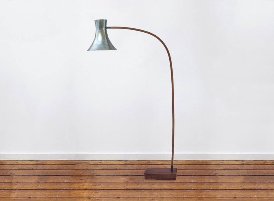 Trumpet Shaped Spun Shade Floor Lamp